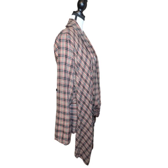 Billabong Plaid Drape Front Fringe Cardigan – 100% Cotton – Size M - Picture 4 of 8